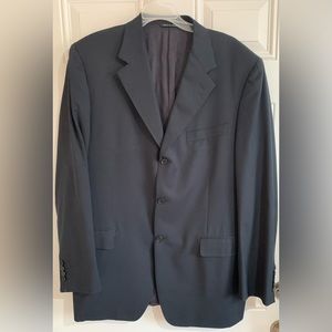 Canali Single Breasted Jacket Marsh Solid Wool Flap Pocket Black Mens US‎ 44